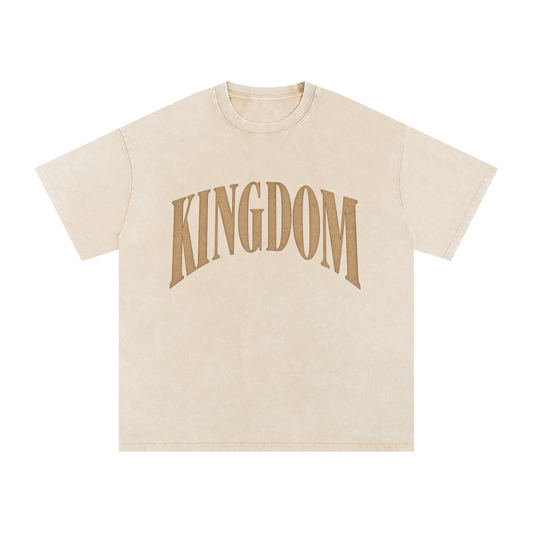 Kingdom  Snow Washed Oversized Cotton T-Shirt Apricot