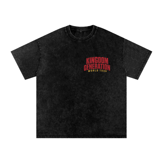 Kingdom Generation World Tour Snow Washed Oversized Cotton T-Shirt Black